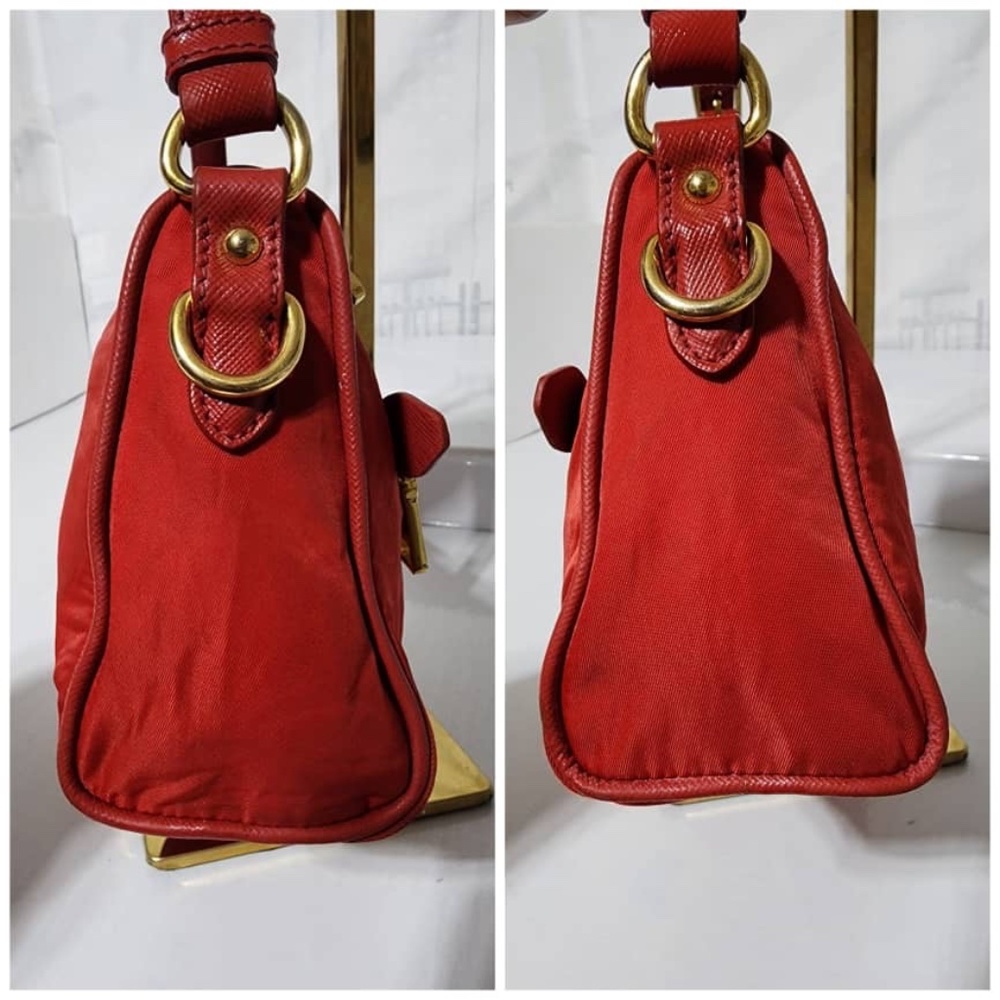 Authentic PRADA Tessuto Nylon Small Shoulder Bag Red - Picture 11 of 15